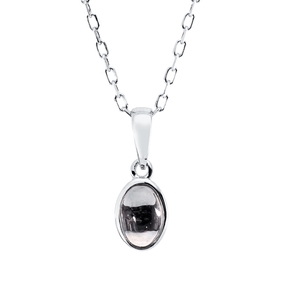 Collier Oval aus 750 Gold Weißgold Amethyst 0,43ct grün L:45cm Zarge