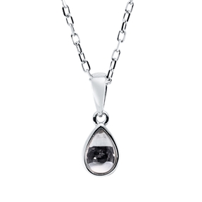 Collier Tropfen aus 750 Gold Weißgold Amethyst 0,34ct grün L:45cm Zarge