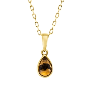 Collier Tropfen aus 750 Gold Gelbgold Citrin 0,34ct L:45cm Zarge