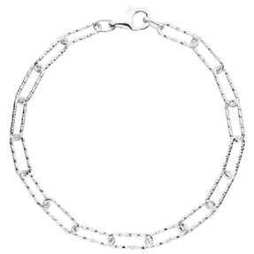 5mm Armband Anker-Weit-Rechteck Kette aus 925 Sterling Silber diamantiert 21cm