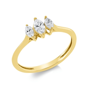 Ring aus 750 Gold Gelbgold 3 Diamanten 0,32ct TW-SI B:6,5mm