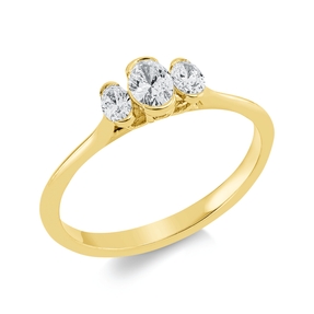 Ring aus 750 Gold Gelbgold 3 Diamanten 0,35ct TW-SI B:5,1mm