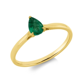 Ring Tropfen aus 750 Gold Gelbgold Smaragd 0,38ct grün B:6,5mm 3er-Krappe