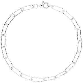 5mm Armband Anker-Weit-Rechteck Kette aus 925 Sterling Silber diamantiert 19cm