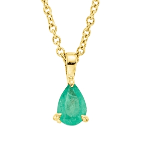 Collier aus 750 Gold Gelbgold Smaragd 0,43ct grün L:45cm
