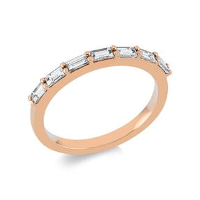 Halb-Memoire Ring 750 Rotgold 7 Diamanten Baguette-Schliff 0,52ct TW-VSI B:2,1mm