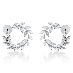 Ohrstecker Äste 750 Weißgold 40 Diamanten Navette-Schliff 4,51ct TW-VSI 26x27mm