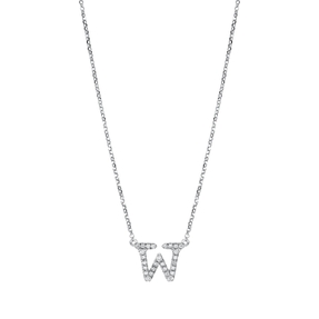 Collier Buchstabe W aus 750 Weißgold 27 Brillanten 0,11ct TW-SI L:43,2cm