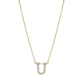 Collier Buchstabe U aus 750 Gelbgold 20 Brillanten 0,07ct TW-SI L:43,2cm