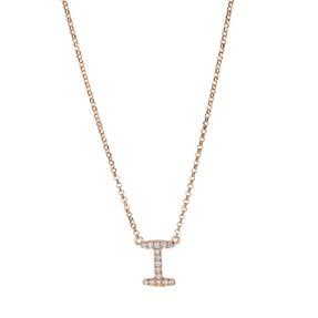 Collier Buchstabe I aus 750 Rotgold 15 Brillanten 0,06ct TW-SI L:43,2cm