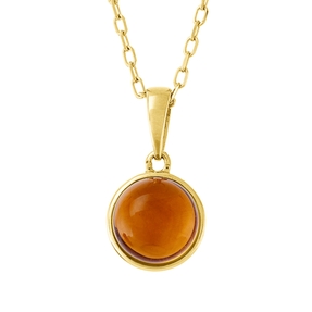 Collier mit gewölbtem Anhänger aus 750 Gold Gelbgold Citrin 1,5ct L:45cm Zarge