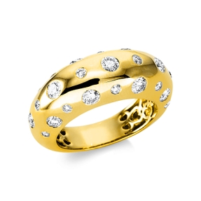 Ring 750 Yellow Gold 27 Diamonds 1.32ct TW-VSI Width:8.5mm