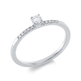Ring aus 750 Gold Weißgold 11 Diamanten 0,2ct TW-SI B:3,3mm 4er-Krappe