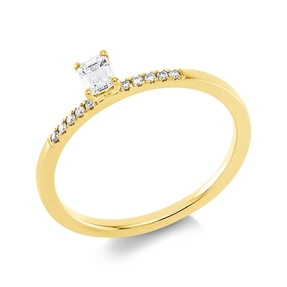 Ring aus 750 Gold Gelbgold 11 Diamanten 0,27ct TW-SI B:4,4mm 4er-Krappe