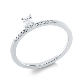 Ring aus 750 Gold Weißgold 11 Diamanten 0,27ct TW-SI B:4,4mm 4er-Krappe