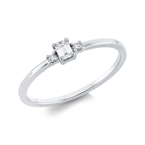 Ring aus 750 Gold Weißgold 3 Diamanten 0,14ct TW-SI B:3,7mm 4er-Krappe