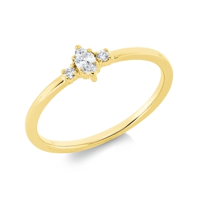 Ring aus 750 Gold Gelbgold 3 Diamanten 0,14ct TW-SI B:4,9mm 6er-Krappe