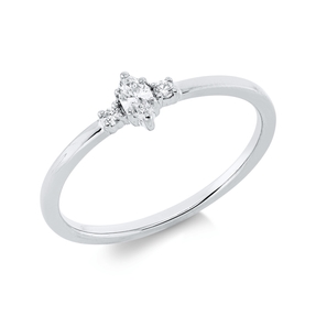 Ring aus 750 Gold Weißgold 3 Diamanten 0,13ct TW-SI B:4,9mm 6er-Krappe