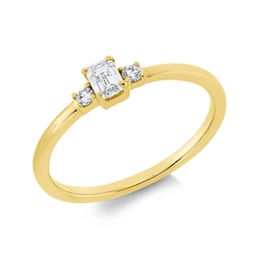 Ring aus 750 Gold Gelbgold 3 Diamanten 0,23ct TW-SI B:4mm 4er-Krappe