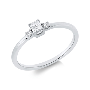 Ring aus 750 Gold Weißgold 3 Diamanten 0,23ct TW-SI B:4mm 4er-Krappe