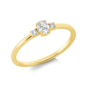 Ring aus 750 Gold Gelbgold 3 Diamanten 0,23ct TW-SI B:4,3mm 4er-Krappe