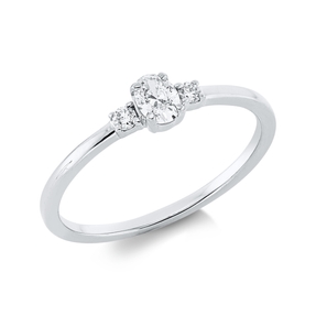 Ring aus 750 Gold Weißgold 3 Diamanten 0,23ct TW-SI B:4,3mm 4er-Krappe