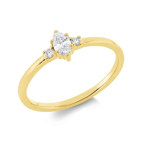 Ring aus 750 Gold Gelbgold 3 Diamanten 0,23ct TW-SI B:5,8mm 6er-Krappe