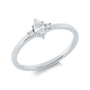 Ring aus 750 Gold Weißgold 3 Diamanten 0,24ct TW-SI B:5,8mm 6er-Krappe