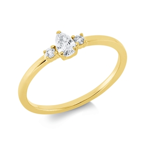 Ring aus 750 Gold Gelbgold 3 Diamanten 0,23ct TW-SI B:3,7mm 3er-Krappe