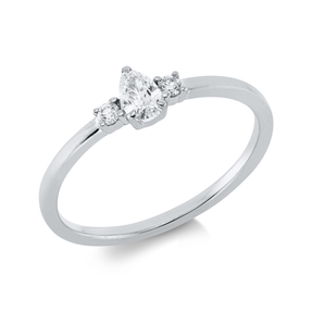Ring aus 750 Gold Weißgold 3 Diamanten 0,23ct TW-SI B:3,7mm 3er-Krappe