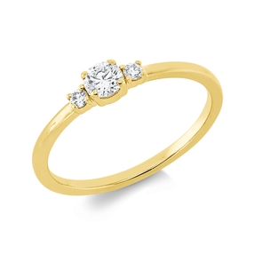 Ring aus 750 Gelbgold 2 Brillanten 0,04ct TW-SI 1 Brillant 0,18ct TW-SI B:5mm