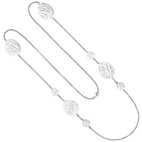 Lange Erbs-Kette Halskette Halsschmuck aus Edelstahl Anhänger mit Struktur 90cm