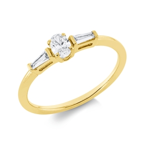 Ring aus 750 Gold Gelbgold 3 Diamanten 0,31ct TW-SI B:4,6mm 4er-Krappe
