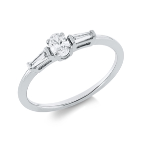 Ring aus 750 Gold Weißgold 3 Diamanten 0,31ct TW-SI B:4,6mm 4er-Krappe