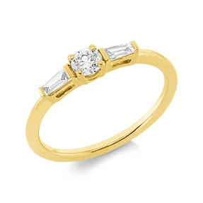 Ring aus 750 Gold Gelbgold 3 Diamanten 0,33ct TW-SI B:3,7mm 4er-Krappe