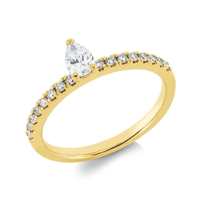 Ring aus 750 Gold Gelbgold 17 Diamanten 0,44ct TW-SI B:5,8mm 3er-Krappe