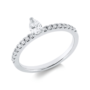 Ring Tropfen aus 750 Gold Weißgold 17 Diamanten 0,44ct TW-SI B:5,8mm 3er-Krappe