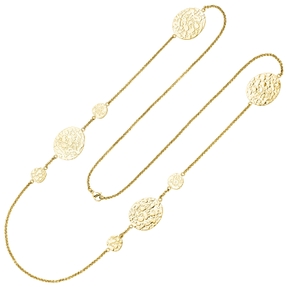 Lange Erbs-Kette Halskette aus Edelstahl gold-farben Anhänger mit Struktur 90cm Lange Erbs-Kette Halskette aus Edelstahl gold-farben Anhänger mit Struktur 90cm