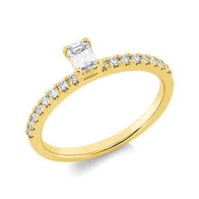 Ring aus 750 Gold Gelbgold 17 Diamanten 0,45ct TW-SI B:4,7mm 4er-Krappe
