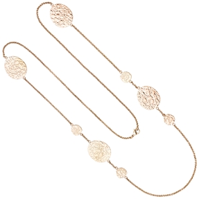 Lange Erbs-Kette Halskette Edelstahl rotgold-farben Anhänger mit Struktur 90cm