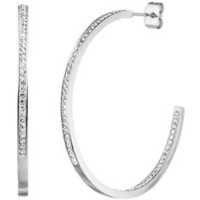 Ohrringe Creolen Halbcreolen 42,5x2,3mm aus Edelstahl mit 134 Kristallsteinen Ohrringe Creolen Halbcreolen 42,5x2,3mm aus Edelstahl mit 134 Kristallsteinen