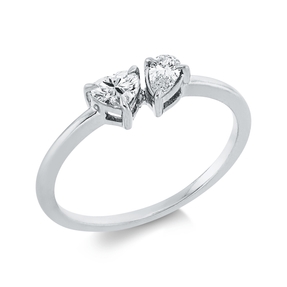 Ring Herz aus 750 Gold Weißgold 2 Diamanten 0,37ct TW-SI B:4,8mm