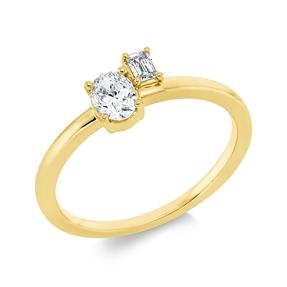 Ring aus 750 Gold Gelbgold 2 Diamanten 0,41ct TW-SI B:6,3mm