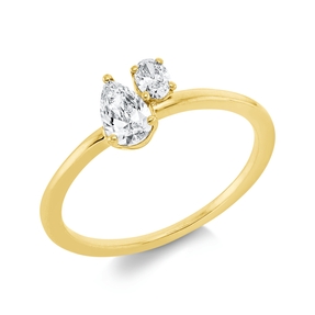 Ring aus 750 Gold Gelbgold 2 Diamanten 0,4ct TW-SI B:6,6mm