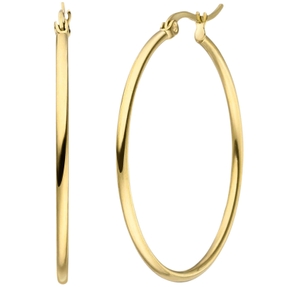 Paar Ohrringe Creolen 40x2mm aus Edelstahl gold-farben rund glänzend Paar Ohrringe Creolen 40x2mm aus Edelstahl gold-farben rund glänzend