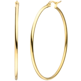 Paar Ohrringe Creolen 50x2mm aus Edelstahl gold-farben rund glänzend Paar Ohrringe Creolen 50x2mm aus Edelstahl gold-farben rund glänzend