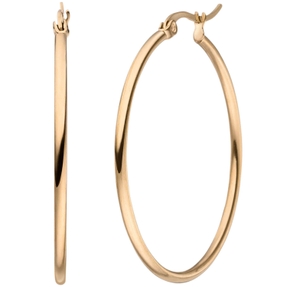 Paar Ohrringe Creolen 40x2mm aus Edelstahl rotgold-farben rund glänzend Paar Ohrringe Creolen 40x2mm aus Edelstahl rotgold-farben rund glänzend