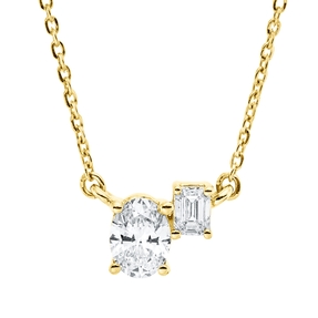 Collier aus 750 Gold Gelbgold 2 Diamanten 0,41ct TW-SI L:45cm