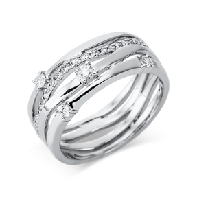 Ring aus 750 Gold Weißgold 32 Diamanten 0,39ct TW-SI B:7,3mm