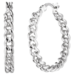 Paar Ohrringe Creolen 23,9x3,4mm aus 925 Silber Panzerkette-Muster Paar Ohrringe Creolen 23,9x3,4mm aus 925 Silber Panzerkette-Muster
